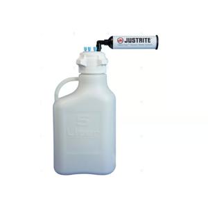 JUSTRITE 12801 Ballonflasche mit Filtersatz, 1/8-Zoll-Schlauch, 5 l, 83-mm-Kappe, 6 Anschlüsse, HDPE | CD8DJC
