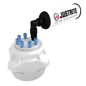 JUSTRITE 12825 Cap With Filter, 83 mm, 6 Ports, 1/8 Inch Outer Dia. | CD8DKD