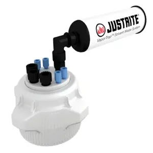 JUSTRITE 12826 Cap With Filter, 83 mm, 4 Ports, 1/8 Inch Outer Tubing, 3 Ports, 1/4 Inch Outer Tubing | CD8DKE