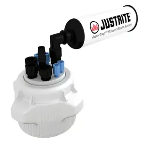 JUSTRITE 12828 Cap With Filter, 83 mm, 4 Ports, 1/8 Inch Outer Dia., 3 Ports, 1/4 Inch Outer Dia. | CD8DKG