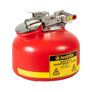 JUSTRITE 14265 Disposal Can for Liquid Disposal, Built-In Fill Gauge, 2 Gallon, Polyethylene, Red | AA4ZUW JCN14265RD