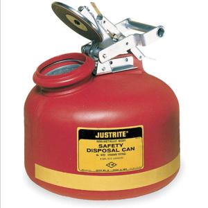 JUSTRITE 14265 Disposal Can for Liquid Disposal, Built-In Fill Gauge, 2 Gallon, Polyethylene, Red | AA4ZUW JCN14265RD