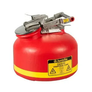 JUSTRITE 14762 Disposal Can For Liquid Disposal 2 Gallon, Red, Polyethylene | AC8HYP JCN14762Z0, 14762Z