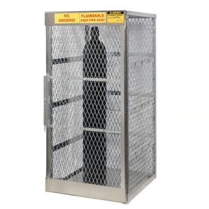 JUSTRITE 23006 Vertical Gas Cylinder Cabinet Locker, 30 x 32 x 65 Inch Size, 10 Cylinders, Aluminum | CD8CEA