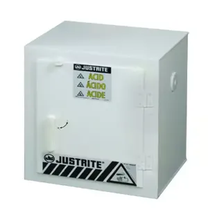 JUSTRITE 24004 Acid Cabinet, Hold Six 2.5L Bottles, Poly, Countertop, White | CD8CED JCB24004WH