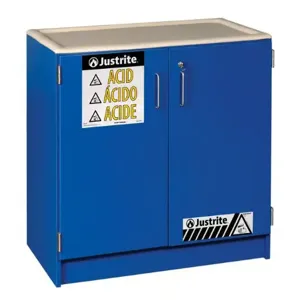 JUSTRITE 24140 Acid Cabinet, 2 Doors, 1 Shelve, 36 Bottles, Wood, Blue | CD8CEJ JCB24140BU