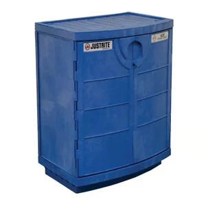 JUSTRITE 24180 Corrosive/Acid Safety Cabinet, 35 x 36 x 25 Inch Size, Manual Close, Polyethylene, Blue | CD8CEK JCB24180BU