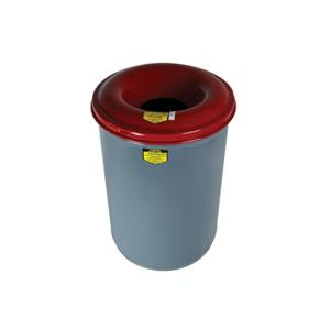 JUSTRITE 26412 Waste Receptacle, Safety Drum Can, Round, 12 Gallon, Gray | AD2WQJ 3VLD4