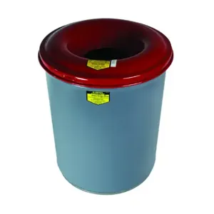 JUSTRITE 26430 Waste Receptacle, Safety Drum Can, Round, 30 Gallon, Gray | AD2WQL 3VLE3