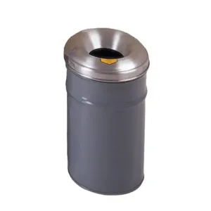 JUSTRITE 26604G Waste Receptacle, Safety Drum Can With Aluminum Head, 4.5 Gallon, Gray | AD2WUE 3VNK1