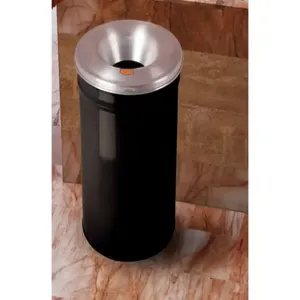 JUSTRITE 26612K Waste Receptacle, Safety Drum Can, Round, 12 Gallon, Black | AD2WTK 3VNC7