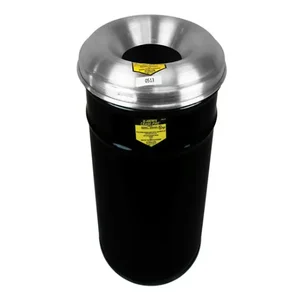 JUSTRITE 26615K Waste Receptacle, Safety Drum Can, Round, 15 Gallon, Black | AD2WTP 3VNE4