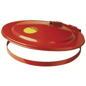 JUSTRITE 26750 Drum Cover, 55 Gallon Drum, Self-Close, Steel, Red | AE7WJJ JCN26750RD