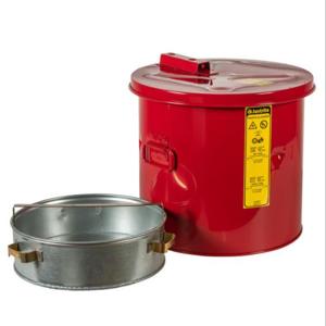 JUSTRITE 27711 Wash Tank With Basket, Benchtop, 1 Gallon, Self-Close Cover with Fusible Link, Steel, Red | AD2EGW 3NPX9