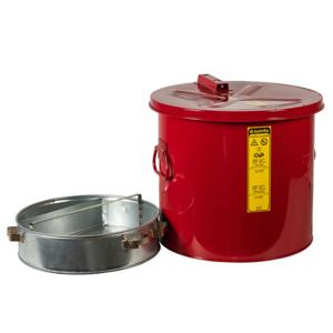 JUSTRITE 27716 Wash Tank With Basket, Benchtop, 6 Gallon, Self-Close Cover with Fusible Link, Steel, Red | AD2EGY 3NPY2