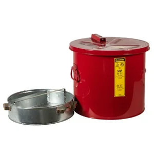 JUSTRITE 27716 Wash Tank With Basket, Benchtop, 6 Gallon, Self-Close Cover with Fusible Link, Steel, Red | AD2EGY 3NPY2