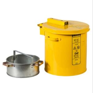 JUSTRITE 27811 Wash Tank With Basket, 1 Gallon, Self-Close Cover with Fusible Link, Steel, Yellow | CD8CFP