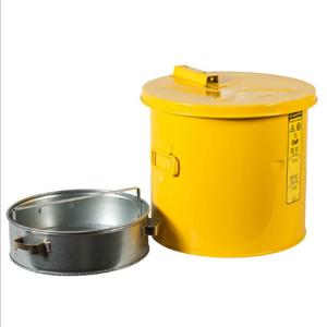 JUSTRITE 27812 Wash Tank With Basket, 2 Gallon, Self-Close Cover with Fusible Link, Steel, Yellow | CD8CFQ