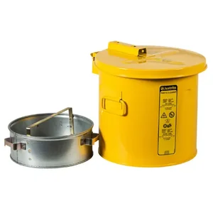 JUSTRITE 27812 Wash Tank With Basket, 2 Gallon, Self-Close Cover with Fusible Link, Steel, Yellow | CD8CFQ