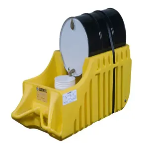 JUSTRITE 28664 Spill Containment Indoor/Outdoor Drum Caddy, 55 Gallon, Yellow | AE4MGB JEN28664YL