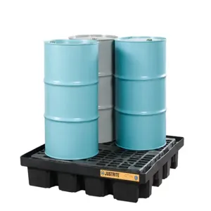 JUSTRITE 28673 Drum Pallet, 4 Drums, Black | AE4MFU JEN28673BL