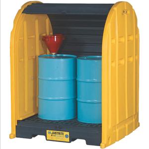 JUSTRITE 28676 Drum Shed With Rolltop Doors, Black/yellow | AE4MFV JEN28676YL
