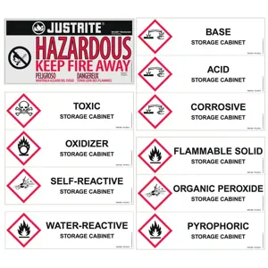 JUSTRITE 29017 Label Pack, Hazardous Material Cabinets | CH6GHD