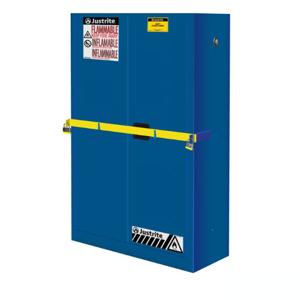 JUSTRITE 29884B Hochsicherheits-Sicherheitsschrank für brennbare Stoffe mit Stange, manuelles Schließen, 45 Gallonen, blau | CD8CKB