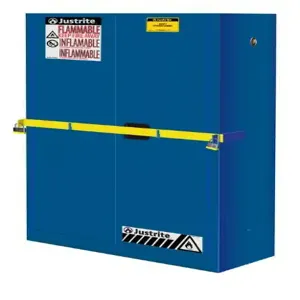 JUSTRITE 29884B High Security Flammable Safety Cabinet With Bar, Manual Close, 45 Gallon, Blue | CD8CKB