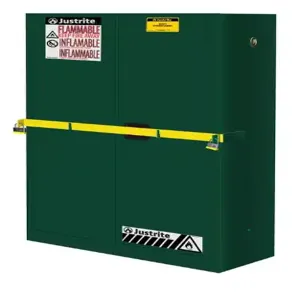 JUSTRITE 29884P High Security Flammable Safety Cabinet With Bar, Manual Close, 45 Gallon, Green | CD8CKC