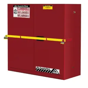 JUSTRITE 29884R High Security Flammable Safety Cabinet With Bar, Manual Close, 45 Gallon, Red | CD8CKD