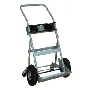 JUSTRITE 35032 Gas Cylinder Hand Truck, 10.5 Inch Pneumatic Wheels, 2 Cylinders, 4 Wheels | CD8DCY