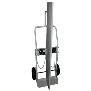 JUSTRITE 35042 Gas Cylinder Hand Truck, 2 Cylinders, Fire Wall, 10.5 Inch Pneumatic Wheels | CD8DDD