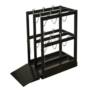 JUSTRITE 35224 Gas Cylinder Barricade Rack, 6 Cylinders, With Ramp, Steel | CD8DEY