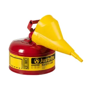 JUSTRITE 7110110 Safety Can, Flame Arrester, Type I, 1 Gallon, 11 Inch Height, Red | AA4ZYB JCN7110110