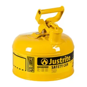 JUSTRITE 7110200 Safety Can, Flame Arrester, Type I, 1 Gallon, 11 Inch Height, Yellow | AA4ZYC JCN7110200, 7110200Z