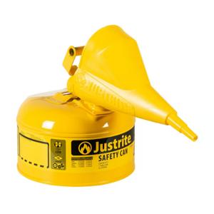 JUSTRITE 7110210 Safety Can, Flame Arrester, Type I, 1 Gallon, 11 Inch Height, Yellow | AA4ZYD 13M455