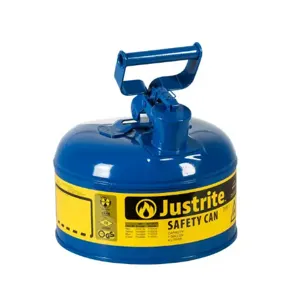 JUSTRITE 7110300 Safety Can, Flame Arrester, Type I, 1 Gallon, 11 Inch Height, Blue | AA4ZYE 13M456