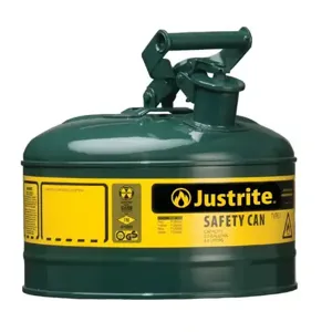 JUSTRITE 7110400 Safety Can, Flame Arrester, Type I, 1 Gallon, 11 Inch Height, Green | AA4ZYF 13M457