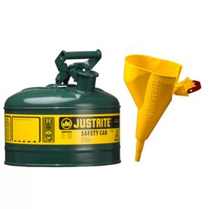 JUSTRITE 7110410 Safety Can, Flame Arrester, Type I, 1 Gallon, 11 Inch Height, Green | AA4ZYG 13M458