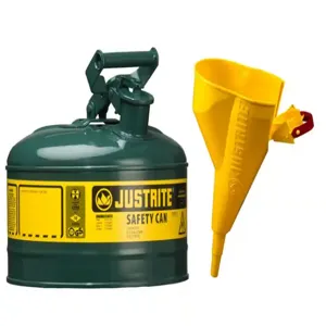 JUSTRITE 7110410 Safety Can, Flame Arrester, Type I, 1 Gallon, 11 Inch Height, Green | AA4ZYG 13M458