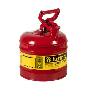 JUSTRITE 7120100 Safety Can, Flame Arrester, Type I, 2 Gallon, 13-3/4 Inch Height, Red | AE2ZKL JCN7120100, 7120100Z