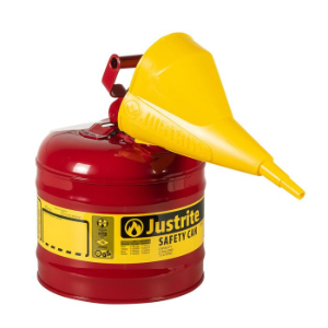 JUSTRITE 7120110 Safety Can, Flame Arrester, Type I, 2 Gallon, 13-3/4 Inch Height, Red | AA4ZYH 13M459