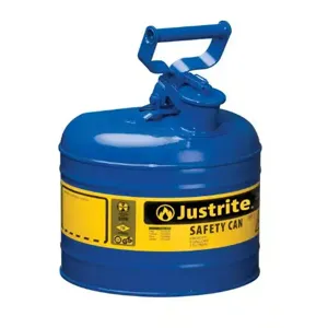 JUSTRITE 7120300 Safety Can, Flame Arrester, Type I, 2 Gallon, 13-3/4 Inch Height, Blue | AA4ZYL 13M462