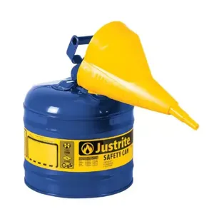 JUSTRITE 7120310 Safety Can, Flame Arrester, Type I, 2 Gallon, 13-3/4 Inch Height, Blue | AA4ZYM 13M463