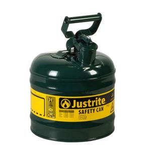 JUSTRITE 7120400 Safety Can, Flame Arrester, Type I, 2 Gallon, 13-3/4 Inch Height, Green | AA4ZYN 13M464