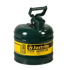 JUSTRITE 7120400 Safety Can, Flame Arrester, Type I, 2 Gallon, 13-3/4 Inch Height, Green | AA4ZYN 13M464