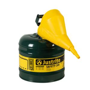 JUSTRITE 7120410 Safety Can, Flame Arrester, Type I, 2 Gallon, 13-3/4 Inch Height, Green | AA4ZYP 13M465