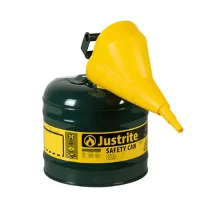 JUSTRITE 7120410 Safety Can, Flame Arrester, Type I, 2 Gallon, 13-3/4 Inch Height, Green | AA4ZYP 13M465