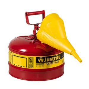 JUSTRITE 7125110 Safety Can, Flame Arrester, Type I, 2.5 Gallon, 11-1/2 Inch Height, Red | AA4ZYQ 13M466